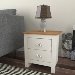Lexington 2 Drawer White and Oak Bedside Table - thumbnail 4