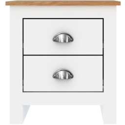 Lexington 2 Drawer White and Oak Bedside Table - thumbnail 3