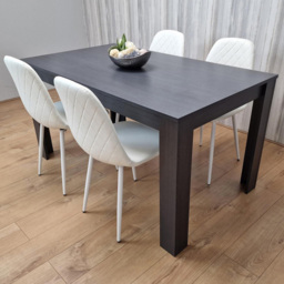 Kosy Koala 4 Seater Faux Leather Gem Pattern Dining Set Dark Grey and White - thumbnail 1