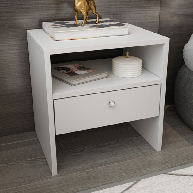 Decorotika Nova White Single Drawer Single Shelf Bedside Table - image 1