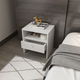 Decorotika Nova White Single Drawer Single Shelf Bedside Table - thumbnail 4
