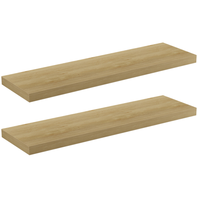 Homebase 90cm 2 Pack Light Oak Effect Floating Shelf - image 1