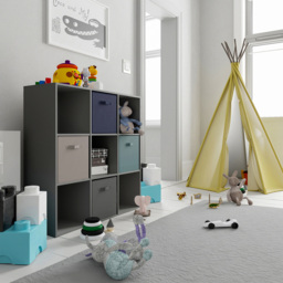 Homebase Compact Grey 9 Compartment Cube Storage Unit - thumbnail 4
