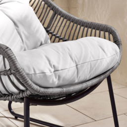 Furniturebox Fiji Grey Rattan Chair with Footstool - thumbnail 4