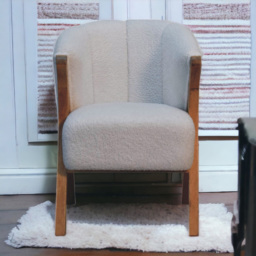 Artisan Furniture White Boucle Upholstered Solid Wood Minimalistic Accent Chair