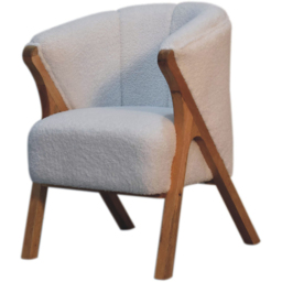 Artisan Furniture White Boucle Upholstered Solid Wood Minimalistic Accent Chair - thumbnail 4
