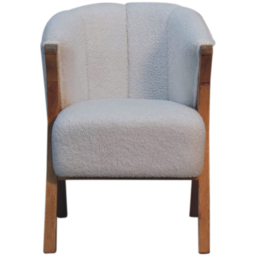 Artisan Furniture White Boucle Upholstered Solid Wood Minimalistic Accent Chair - thumbnail 2