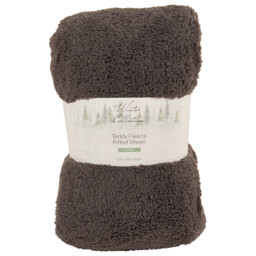 Teddy Fleece Fitted Sheet Charcoal Db - Charcoal / Double - thumbnail 1