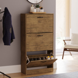 Vida Designs Antique Brown 3 Drawer Shoe Cabinet - thumbnail 4