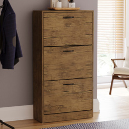 Vida Designs Antique Brown 3 Drawer Shoe Cabinet