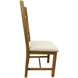 Home Source Copenhagen Beige Wool Solid Oak High Cross Back Dining Chair Set of 2 - thumbnail 4