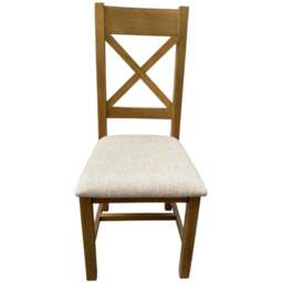 Home Source Copenhagen Beige Wool Solid Oak High Cross Back Dining Chair Set of 2 - thumbnail 3