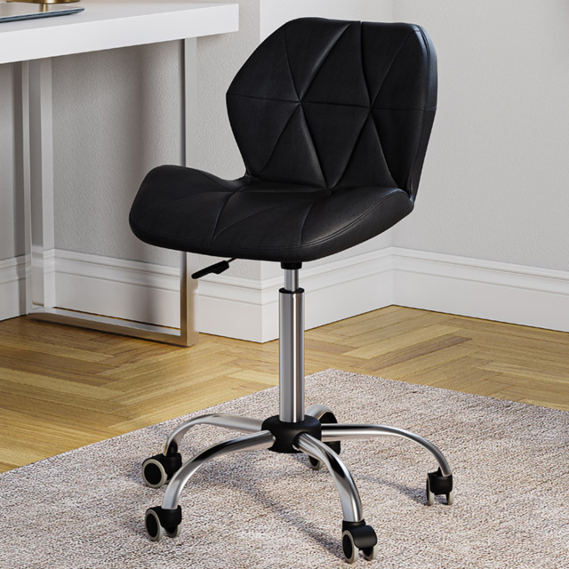 Vida Designs Geo Black PU Faux Leather Swivel Office Chair - image 1