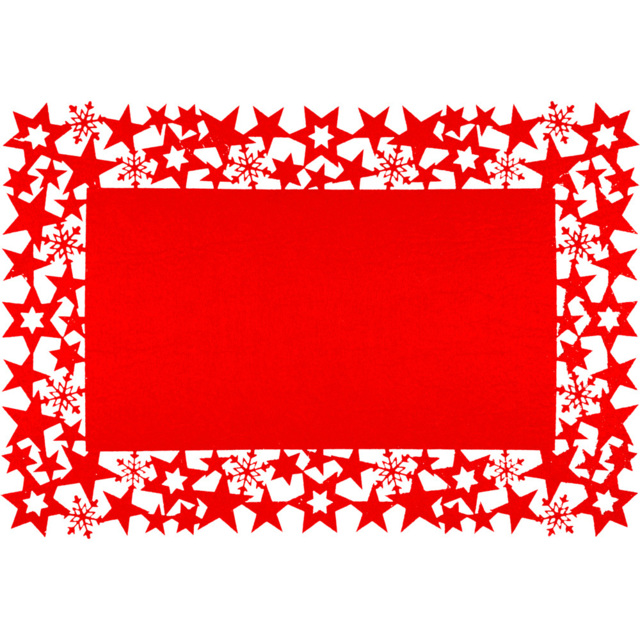 St Helens Felt Red Star and Snowflake Table Mat 30 x 45cm 2 Pack - image 1