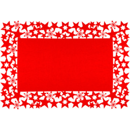 St Helens Felt Red Star and Snowflake Table Mat 30 x 45cm 2 Pack - thumbnail 1