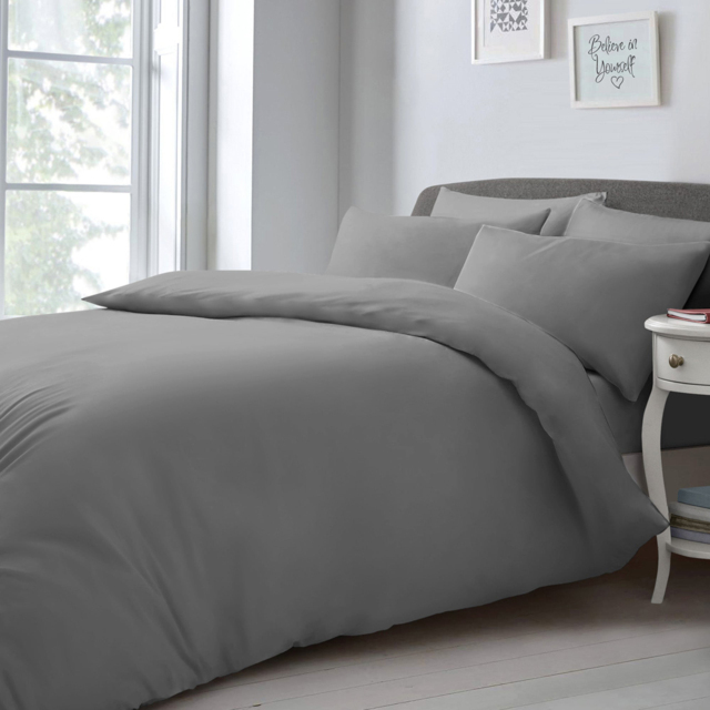Velosso Microfibre Grey Super King Size Duvet and Pillowcase Set