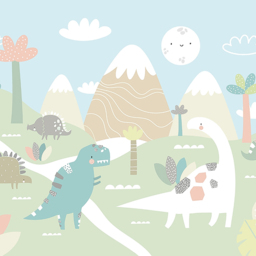 Origin Murals Dinosaur Land Green Wall Mural - thumbnail 2