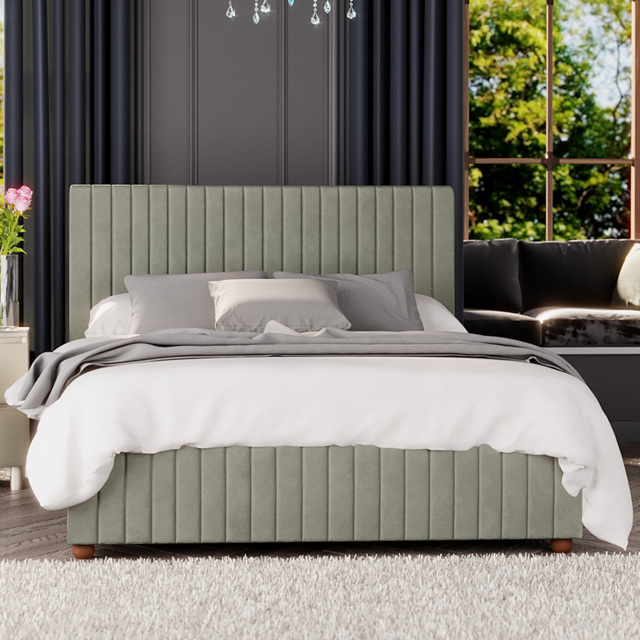 Laurence Llewelyn-Bowen Estella Small Double Duck Egg Plush Velvet Ottoman Bed - image 1