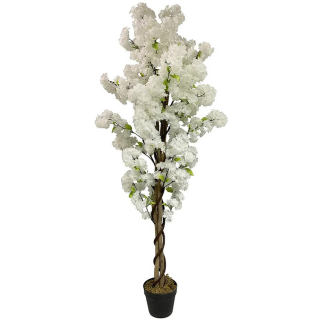 Leaf Artificial White Cherry Blossom Tree in Pot 150cm - image 1