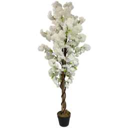 Leaf Artificial White Cherry Blossom Tree in Pot 150cm - thumbnail 1