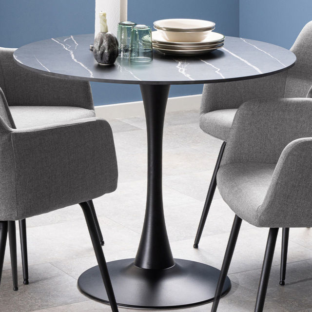 Florence Malta Ceramic Round Dining Table Black - image 1