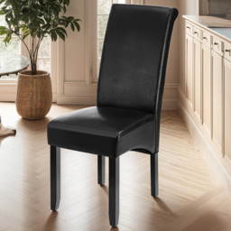 tectake Black Faux Leather Ergonomic Padded Dining Chair Set of 4