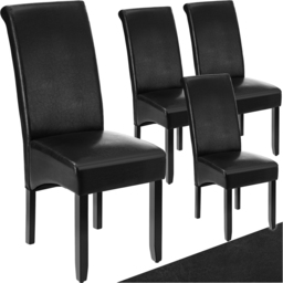 tectake Black Faux Leather Ergonomic Padded Dining Chair Set of 4 - thumbnail 2