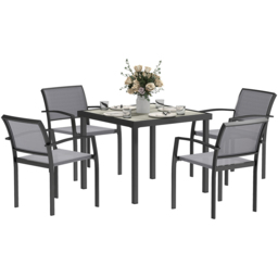 Outsunny 4 Seater Outdoor Dining Grey - thumbnail 2