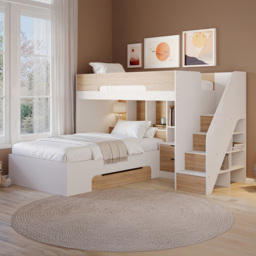 Flair Greyson Oak Staircase Triple Bunk Bed with Storage