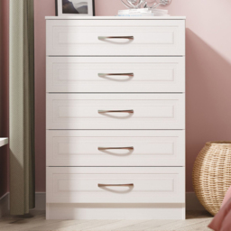 Crowndale Dorset 5 Drawer Signature White Chest of Drawers Ready Assembled - thumbnail 1