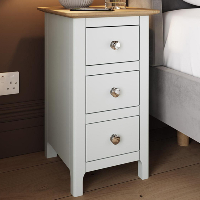 FWStyle Taberno Slim 3 Drawer White Oak Assembled Bedside Table - image 1