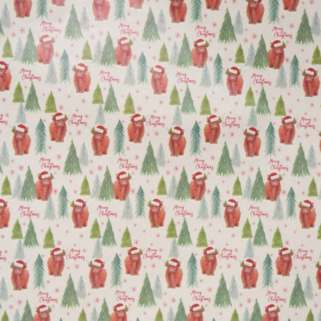 All I Want For Christmas White Highland Cow Gift Wrap 8m x 70cm - image 1