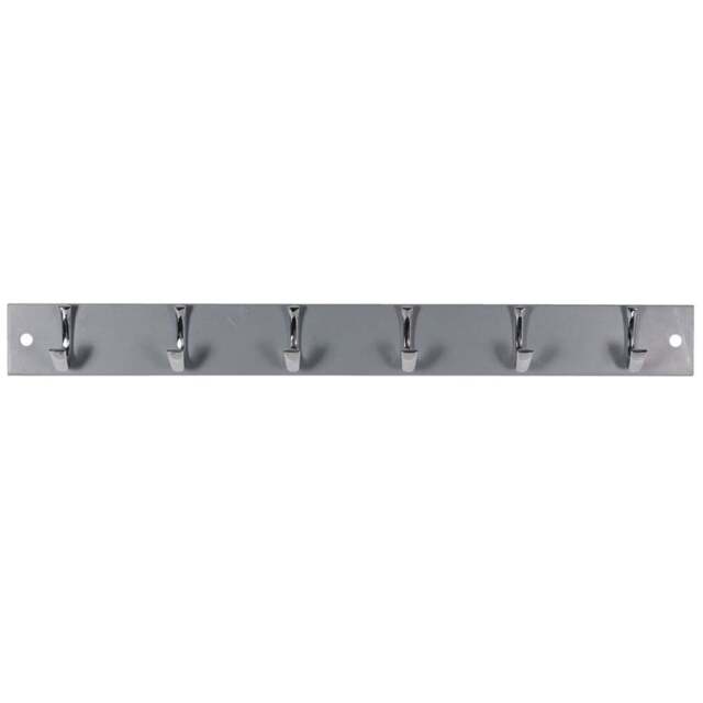 Grey and Chrome Ribbed 6 Hook Coat Rail - image 1