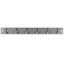 Grey and Chrome Ribbed 6 Hook Coat Rail - thumbnail 1