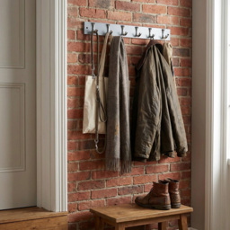 Grey and Chrome Ribbed 6 Hook Coat Rail - thumbnail 2