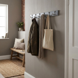 Grey and Chrome Ribbed 6 Hook Coat Rail - thumbnail 4