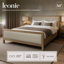 XR Living Leonie Ash and Natural Double Wooden Shadow Ottoman Bed - thumbnail 2