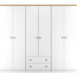 Crowndale Warwick 6 Door 2 Drawer White Ash and Modern Oak Wardrobe Ready Assembled - thumbnail 2