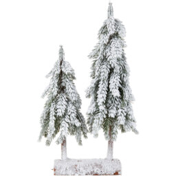 Mistletoe Cottage Scandi White Frosted Downswept Trees Christmas Decoration 60cm - thumbnail 1