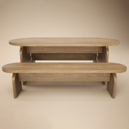 SOLACE+CO Varm Eira 6 Seater Ribbed Wooden Dining Bench Set - thumbnail 2