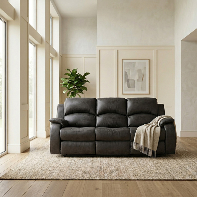 Monaco Grey 3 Seater Recliner Sofa - image 1