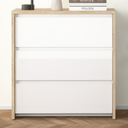 Furniture To Go Next Jackson Hickory and White High Gloss 3 Drawer Chest of Drawers - thumbnail 1