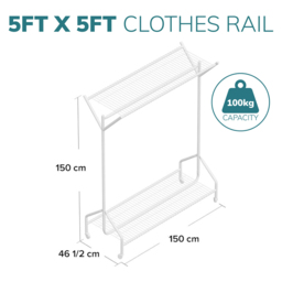 House of Home Heavy Duty Clothes Rail with Two Racks 5 x 5ft - thumbnail 4