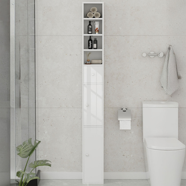 Mayfair White Tall Storage Cabinet with Adjustable Shelves - image 1