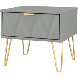 Crowndale Diamond Single Drawer Dusk Grey Side Table Ready Assembled - thumbnail 4