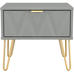Crowndale Diamond Single Drawer Dusk Grey Side Table Ready Assembled - thumbnail 2