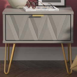Crowndale Diamond Single Drawer Dusk Grey Side Table Ready Assembled - thumbnail 1