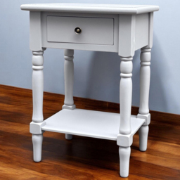Acacia Home Art Deco Grey Single Drawer Solid Pine Wood Side Table