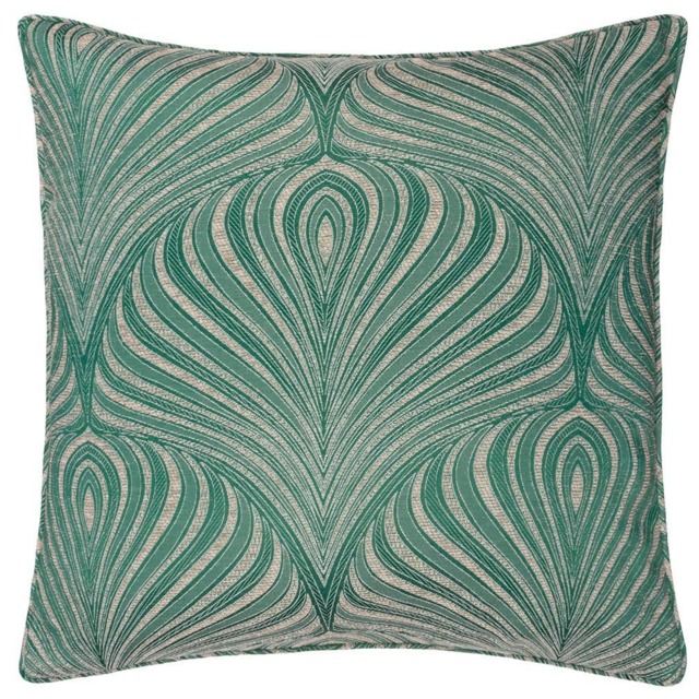 Paoletti Gatsby Emerald Jacquard Piped Cushion - image 1