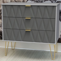 Crowndale Diamond 3 Drawer Matt Shadow and Grey Chest of Drawers